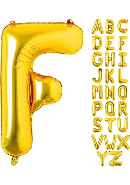 1 Adet 16 Inç 36 cm F Harf Gold Folyo Balon