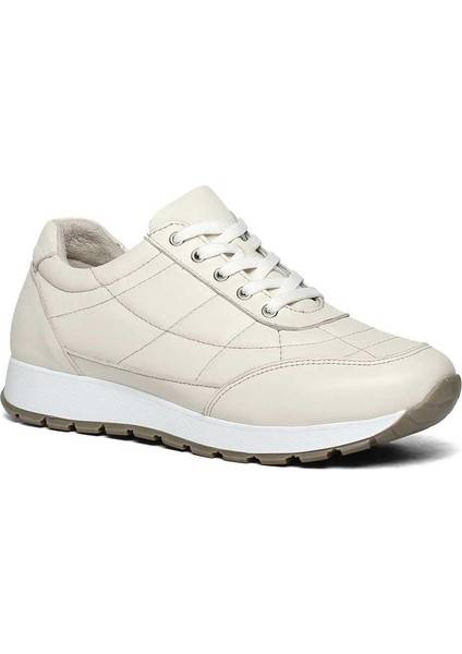 Kadın Bej Bağcıklı Kalın Tabanlı Deri Sneaker modelleri