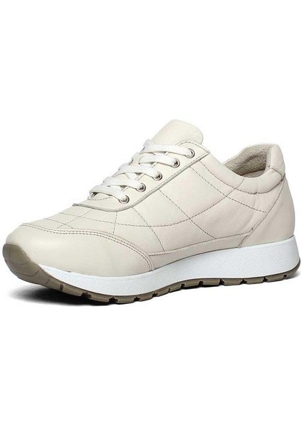 Kadın Bej Bağcıklı Kalın Tabanlı Deri Sneaker fırsatları