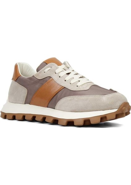Erkek Bej Taba Bağcıklı Kalın Tabanlı Süet Deri Sneaker modelleri