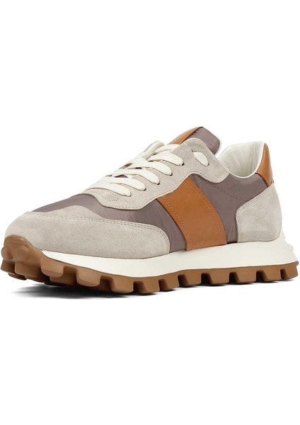Erkek Bej Taba Bağcıklı Kalın Tabanlı Süet Deri Sneaker fırsatları