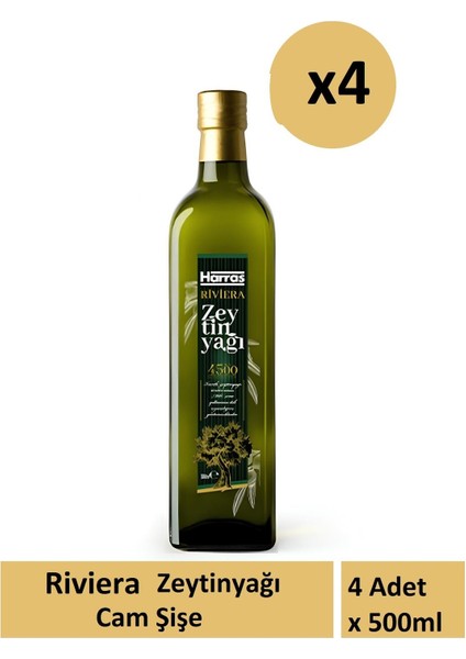 Riviera Zeytinyağı Cam Şişe 4 Adet x 500 ml