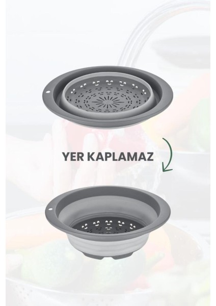 Katlanabilir Yuvarlak Süzgeç 6,5 Litre Gri fiyatları