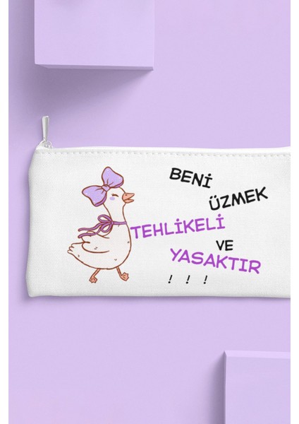 Eğlenceli Baskılı Bez Makyaj ve Kalemlik Çantası, Hediyelik Cüzdan fiyatları