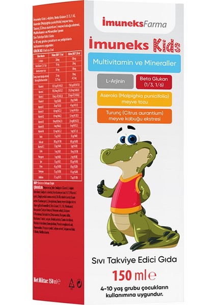Kids Multi Vitamin ve Mineraller Içeren Sıvı Takviye Edici Gıda 150 ml