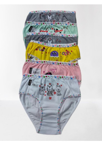 Kız Çocuk Renkli Desenli Kilot (4) Lü Paket