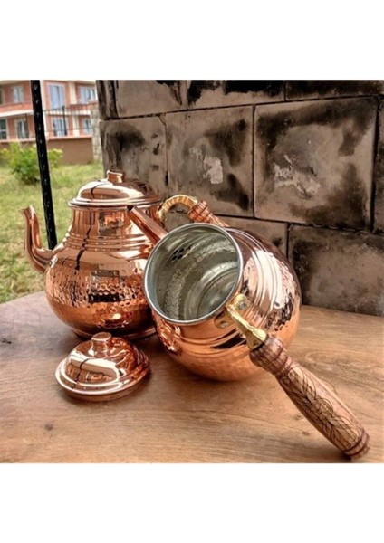 Bakır Küçük 2 Kişilik Çaydanlık, Ahşap Kulplu, Orta Boy, Şık ve Kullanışlı Doğal Tasarım fiyatları