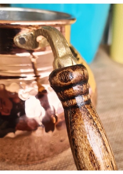 Bakır Küçük 2 Kişilik Çaydanlık, Ahşap Kulplu, Orta Boy, Şık ve Kullanışlı Doğal Tasarım modelleri