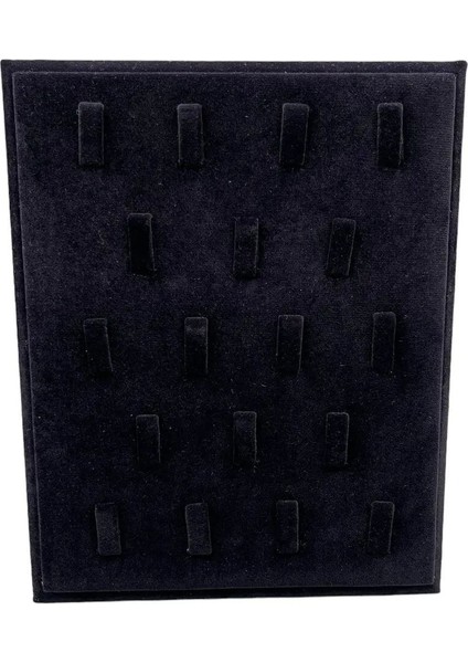 Süet Kumaş Siyah Renk 20/16 cm Ayaklı Yüzük Sergileme Standı