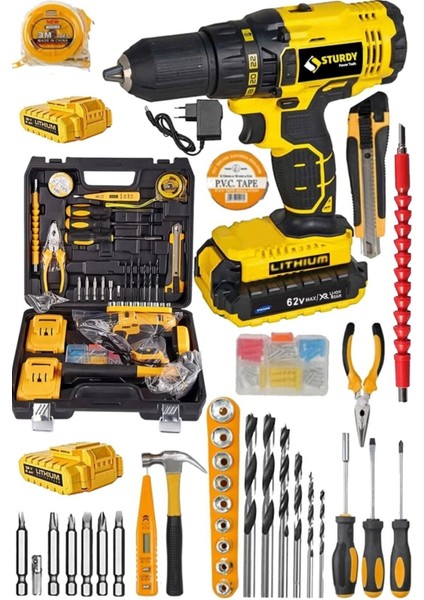 Darbeli Metal Mandren Seti 99 Parça Çift Akülü Turbo Şarjlı Matkap modelleri