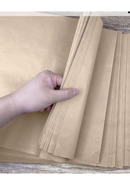 100 Lü 25X35 Kraft-Düz Küçük Boy Hediye Paketleme Kağıdı Çok Amaçlı Ambalaj Servis Kağıdı