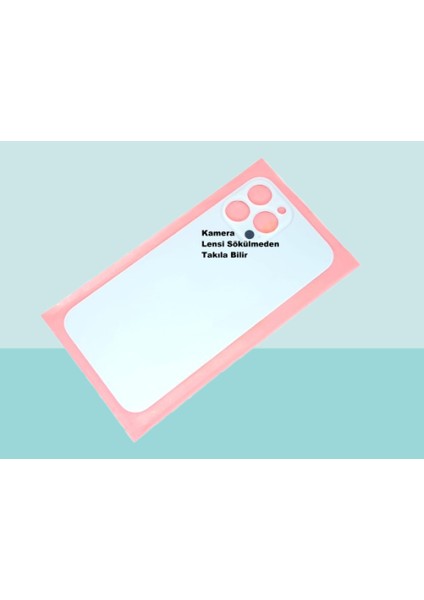 - iPhone 13 Pro Max Arka Pil Batarya Kapağı - Cam Kapak Geniş Lens Deliği - Mavi