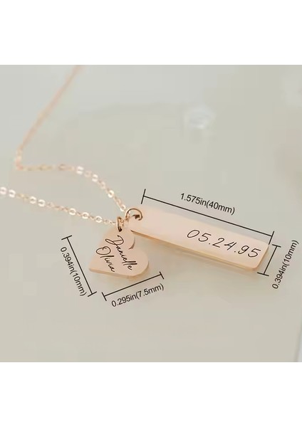 925 Ayar Gümüş Kişiselleştirilebilir Yazı, Mesaj Kalp ve Dikdörtgen Plaka Kolye modelleri