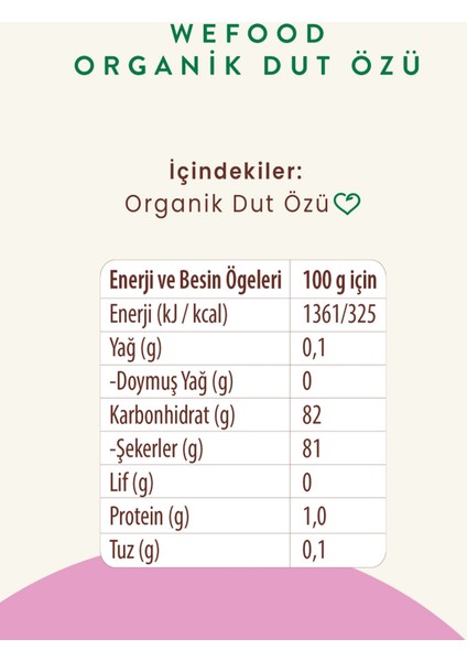 Organik Dut Özü 315 gr (Soğuk Sıkım) 8682392174303 fırsatları
