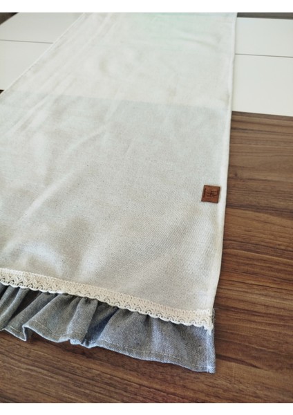 Naturel Organik Yumuşak Keten Fırfırlı Runner 47X120 cm modelleri