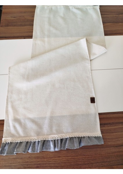 Naturel Organik Yumuşak Keten Fırfırlı Runner 47X120 cm fırsatları