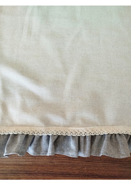 Naturel Organik Yumuşak Keten Fırfırlı Runner 47X120 cm indirimleri