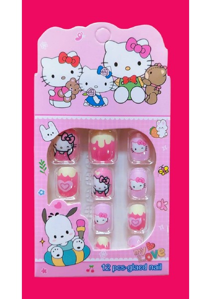 Kendinden Yapışkanlı Çocuk Takma Tırnağı Hello Kitty