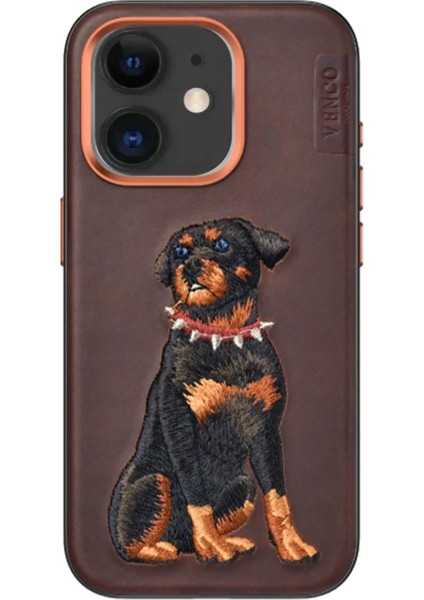 Venco iPhone 11 Perma Desenli Kapak - Koyu Kahve