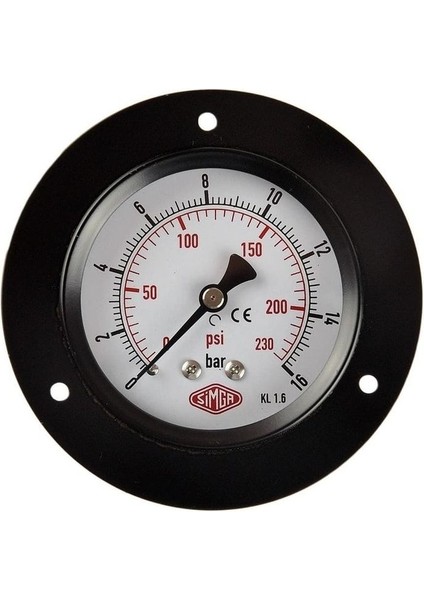 Ø63 mm Ön Flanşlı Kuru Tip Manometre, 0-25 Bar Ölçüm Aralığı