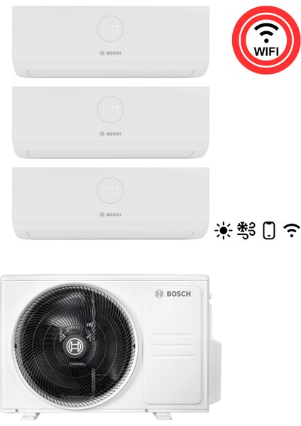 A++ 36000 1 Dış + 3 Iç Ünite (9000 + 2X12000 Btu) Wifi Özellikli Premium Model Multi Inverter Klima
