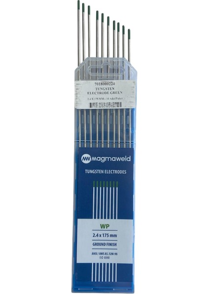 Tungsten Elektrod Yeşil (Wp) 2.4 x 175 mm - 10 Adet