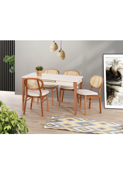 Beyaz Highgloss Ahşap Ayaklı 90*160+30 Paris Açılabilir Masa