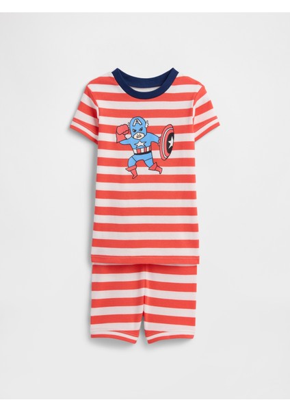 Bebek Kırmızı Baby & Toddler Marvel Kaptan Amerika %100 Organik Pamuk Pijama Takımı