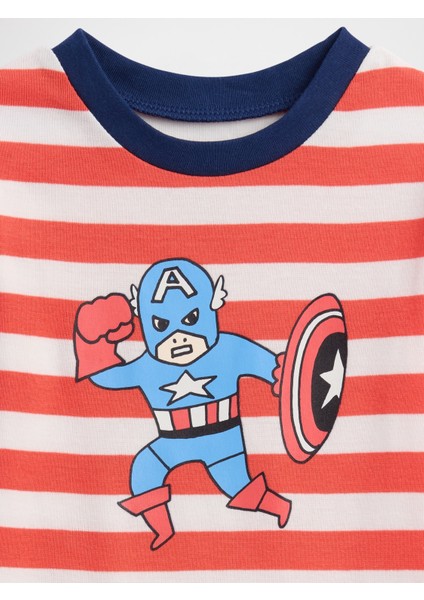 Bebek Kırmızı Baby & Toddler Marvel Kaptan Amerika %100 Organik Pamuk Pijama Takımı