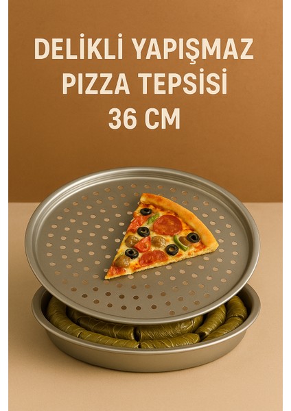 Yapışmaz Delikli Pizza Tepsisi | Delikli Pizza ve Lahmacun Tepsisi 36CM indirimleri