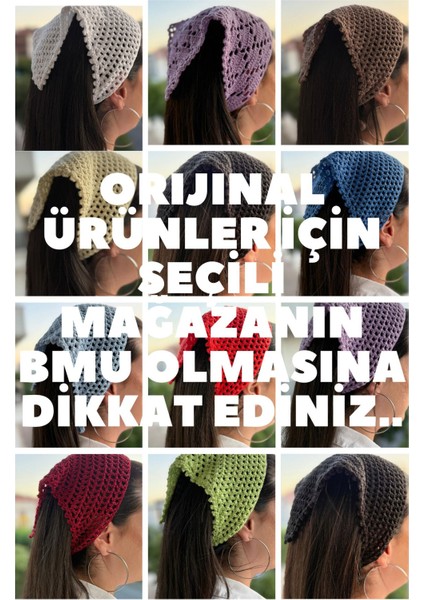 El Yapımı Örgü Bandana – Nefes Alan Saç Aksesuarı | Bohem , Vintage & Şık Stil fırsatları