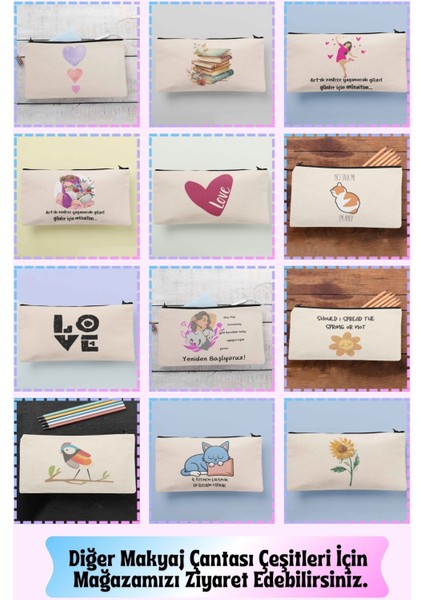 Renkli ve Eğlenceli Bez Makyaj, Kalemlik ve Cüzdan Seti modelleri