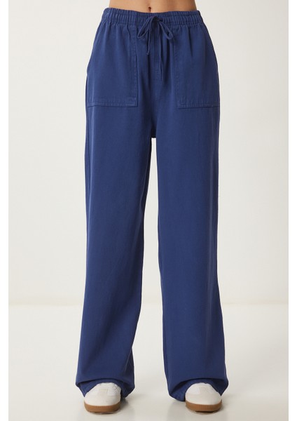 Soluk Efektli Geniş Paça Denim Palazzo Pantolon modelleri