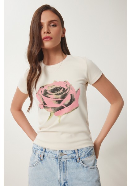 Çiçek Baskılı Örme T-Shirt fiyatları