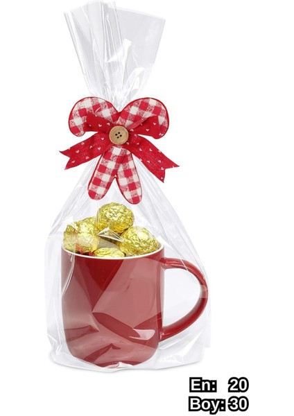 100 Adet Düz (Bantsız) Şeffaf Jelatin Parlak Kurabiye Aksesuar Poşeti Ambalaj Paketi 20X29