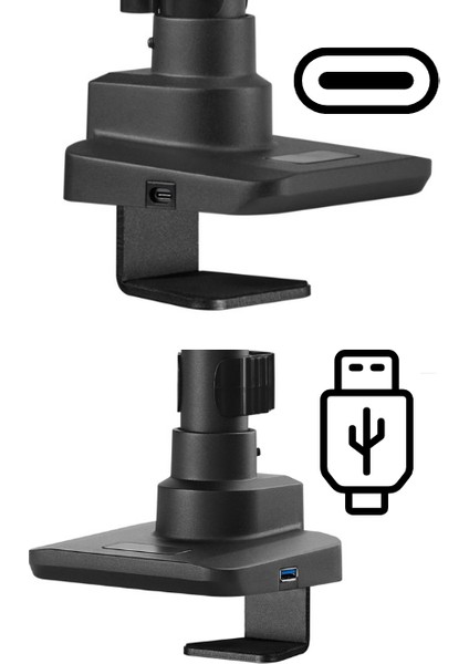 Tekli Ultra Geniş Monitör Kolu 17 "-49" 20KG Typ-C / USB Çıkışlı