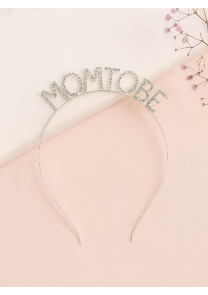 Kristal Taşlı Mom To Be Taç Metal Baby Shower Tacı Gümüş
