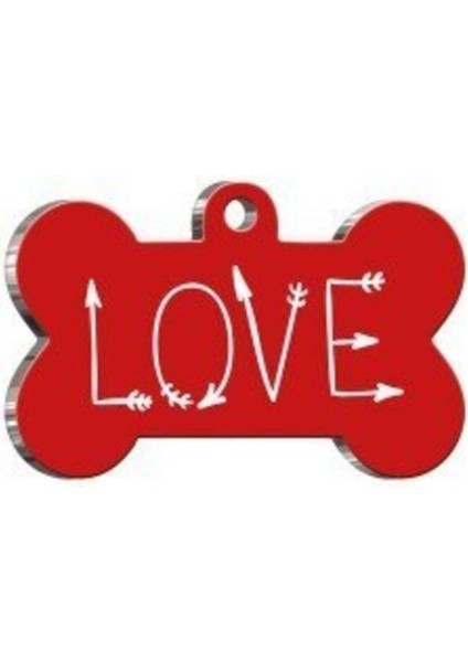 Kırmızı Kedi Köpek Künyesi, Orta Boy, 2,6x3,8 Cm, Şık ve Dayanıklı Tasarım