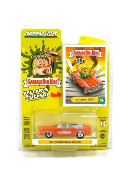 Garbage Pail Kids Series 6 - Joyriding Gina - 1971 Dodge Challenger Convertible 1/64 Model Araba