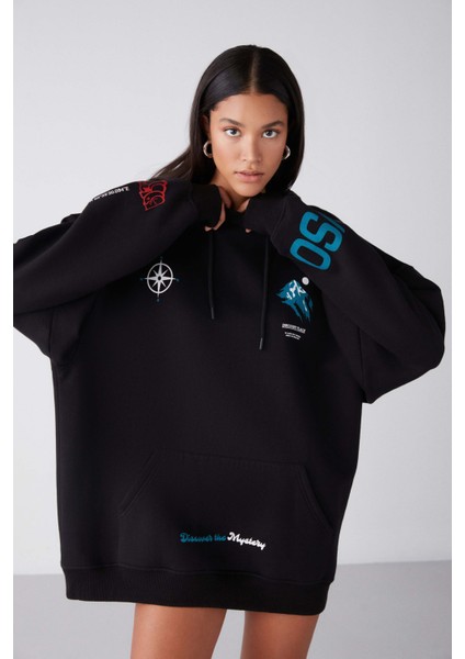 Celestına Relaxed Oversize Siyah Sweatshirt