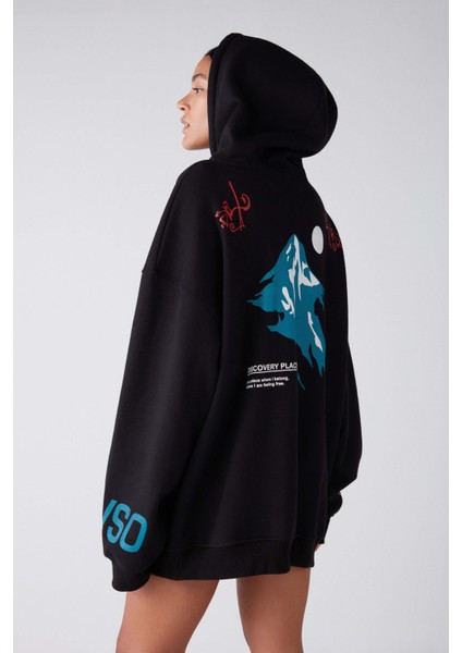 Celestına Relaxed Oversize Siyah Sweatshirt indirimleri