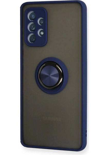 Newface Samsung Galaxy A72 Kılıf Montreal Yüzüklü Silikon Kapak - Lacivert fiyatları