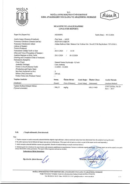 Yüksek Polifenol Kiara Olive Naturel Sızma Gurme Zeytinyağı 0,75 L