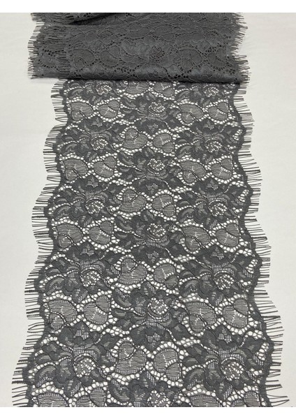 Geniş Dantel / Geniş Yumuşak Dokulu Dantel / 3 Metre / Gri