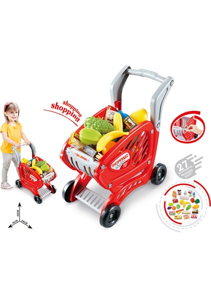 Çocuklar Için Ev Alışveriş Arabası Simülasyon Sebze ve Meyve Süpermarket Alışveriş Arabası (Yurt Dışından)