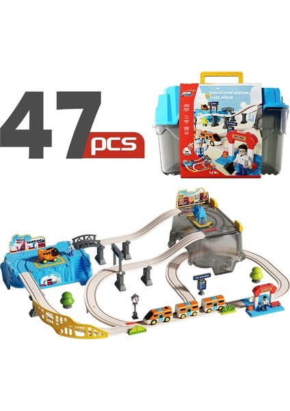 Çocuk Eğitici Havaalanı Parça Tren Araba Atılım Macera Taşıma Parça Araba Saklama Kutusu Seti (Yurt Dışından)