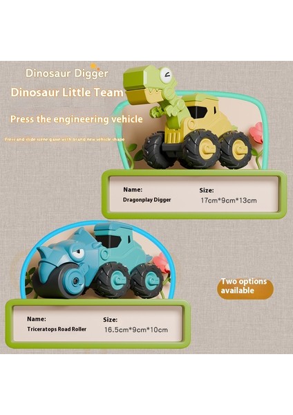 Çocuk Preslenmiş Dinozor Inşaat Aracı Ekskavatör Seti (Yurt Dışından)
