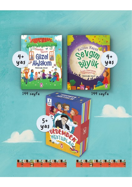 4-5 +Yaş- Nurdan Tacım Güzel Ahlakım, Kalbim Küçük Sevgim Büyük, Dedemden Mektuplar Set - (12 Kitap)