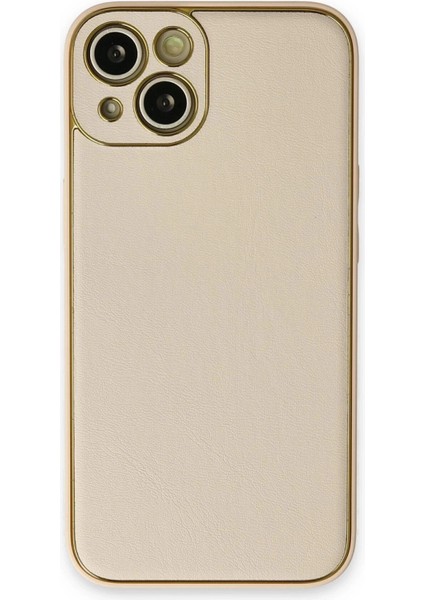 Newface iPhone 14 Plus Kılıf Coco Deri Silikon Kapak - Gold