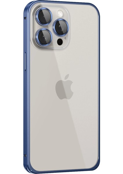 Iphone 15 Pro Metal Bumper Mat Kapak - Lacivert Zrnet